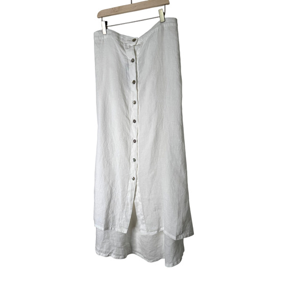 Bryn Walker Cinzia Light Linen Elastic Waist High-Low Hem A-Line Skirt White XXL - Picture 3 of 11